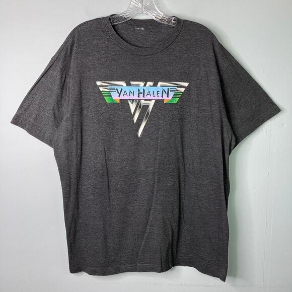 Van Halen 2016 Retro Classic Logo Heather Charcoal Gray Band T-Shirt Unisex XL - Picture 1 of 12